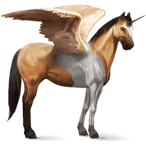 bevingad ridenhörning paint horse gulbrun overo