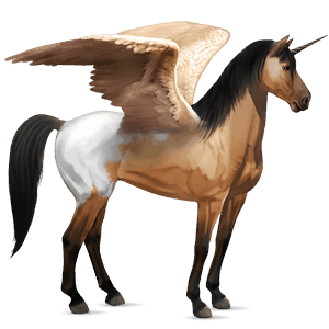 bevingad ridenhörning paint horse brun overo